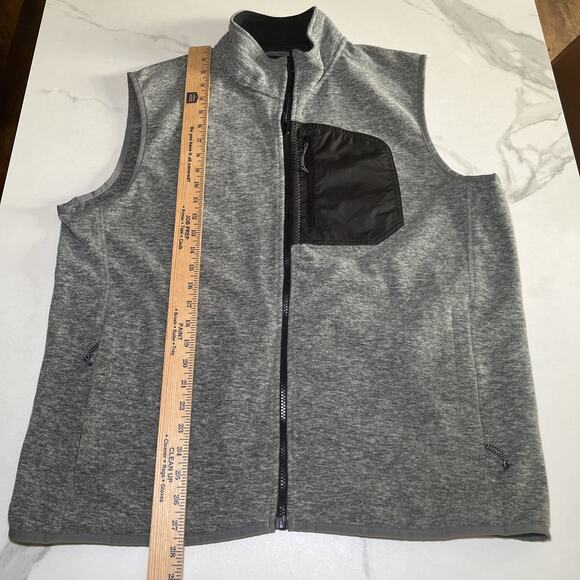 Lands End Mens Lot of 2 Fleece Vests Full Zip With 3 Zip Pockets Gray Green Sz L - Picture 7 of 16